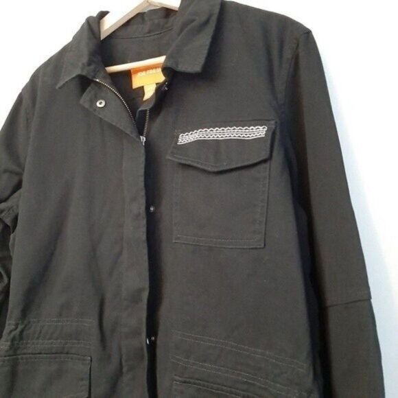 JOE FRESH | Cotton Canvas Utility Shacket Full-Zip Jacket Black Sz M - Picture 5 of 11
